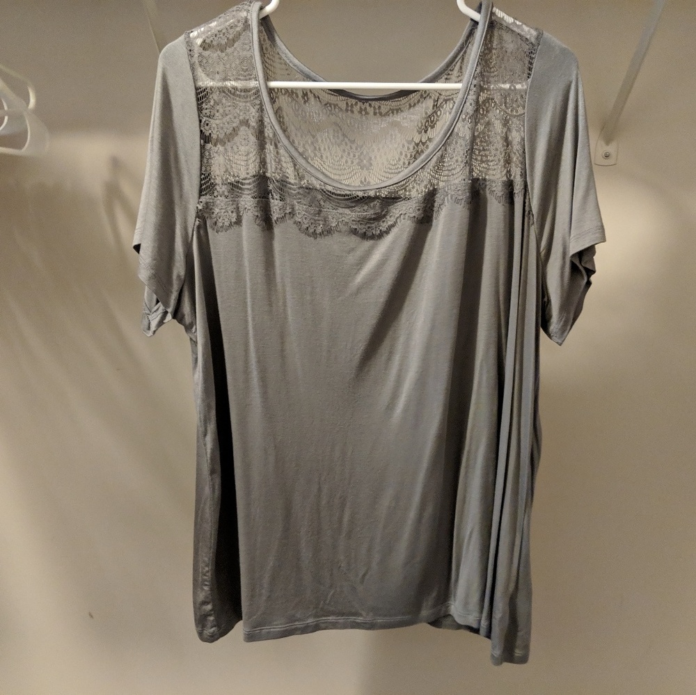 Lane Bryant lacy gray top